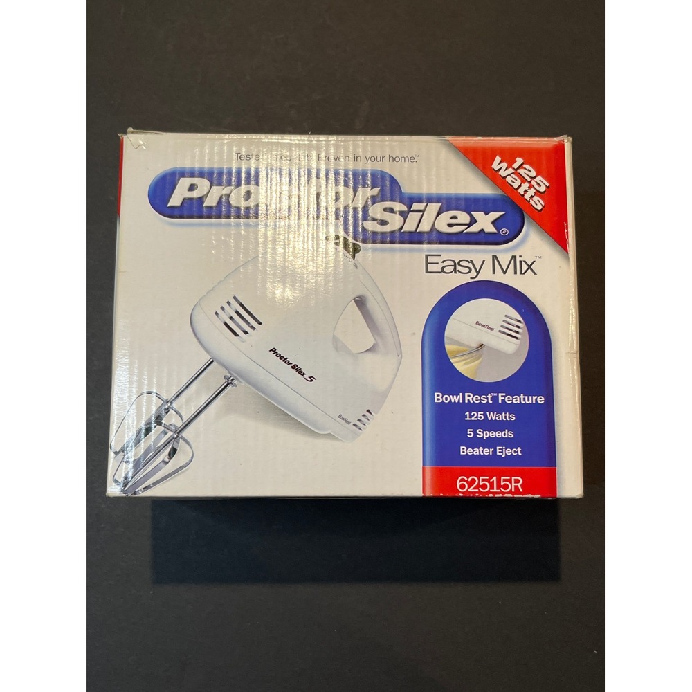 Proctor Silex Easy Mix 5 Speed Hand Mixer White 125 Watts 62515R Bowl Rest New - Picture 3 of 4